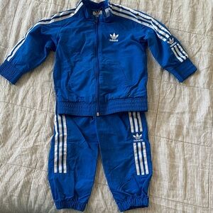 adidas Royal Blue & White Kids Track Jacket and Pants Set